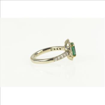 14K 1.43 Ctw Emerald Diamond Halo Engagement White Gold Ring, Size 5.25