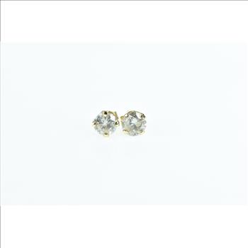 14K 1.47 Ctw Diamond Vintage Solitaire Stud Yellow Gold Earrings