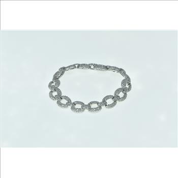 14K 14K 9.63 Ctw Pave Diamond Oval Chain Tennis Yellow Gold Bracelet 6.75