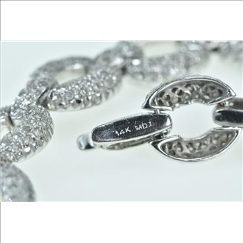 14K 14K 9.63 Ctw Pave Diamond Oval Chain Tennis Yellow Gold Bracelet 6.75