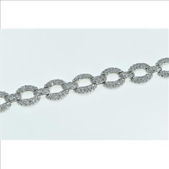 14K 14K 9.63 Ctw Pave Diamond Oval Chain Tennis Yellow Gold Bracelet 6.75