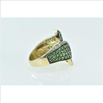 14K 14K Staurino Fratelli Pave Emerald Diamond Yellow Gold Ring, Size 9.25