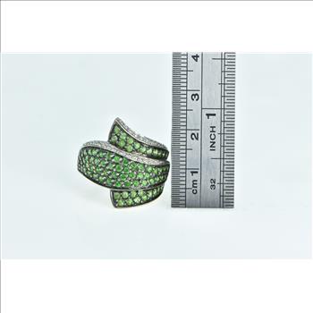 14K 14K Staurino Fratelli Pave Emerald Diamond Yellow Gold Ring, Size 9.25