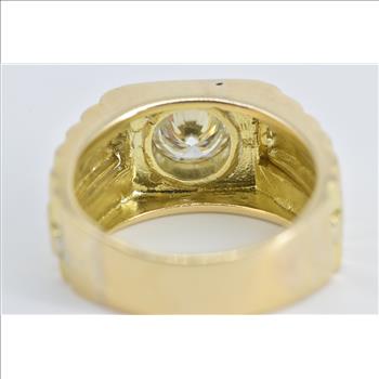 14K 1.50 Ct Moissanite Men's Ornate Watch Yellow Gold Ring, Size 9.25