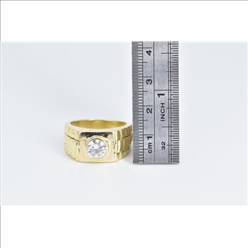14K 1.50 Ct Moissanite Men's Ornate Watch Yellow Gold Ring, Size 9.25