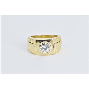 14K 1.50 Ct Moissanite Men's Ornate Watch Yellow Gold Ring, Size 9.25