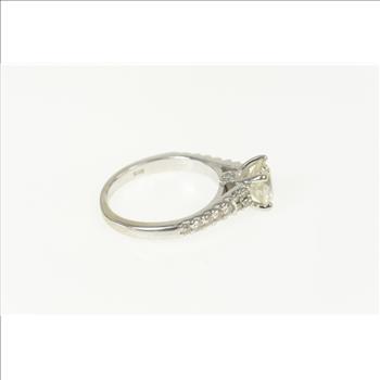 14K 1.50 Ctw Classic Diamond Cathedral Engagement White Gold Ring, Size 5.5