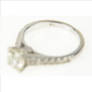 14K 1.50 Ctw Classic Diamond Cathedral Engagement White Gold Ring, Size 5.5