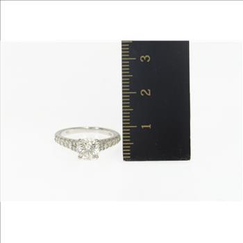 14K 1.50 Ctw Classic Diamond Cathedral Engagement White Gold Ring, Size 5.5