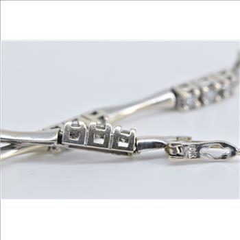 14K 1.50 Ctw Diamond Classic Curved Bar Tennis White Gold Bracelet 7.25