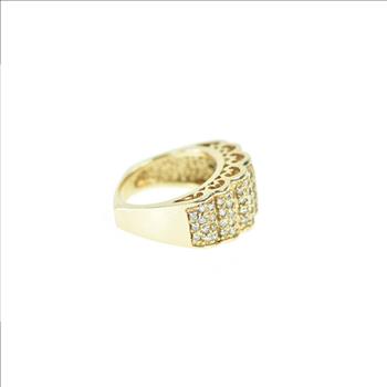 14K 1.50 Ctw Diamond Scalloped Band Yellow Gold Ring, Size 6