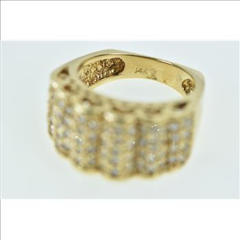 14K 1.50 Ctw Diamond Scalloped Band Yellow Gold Ring, Size 6
