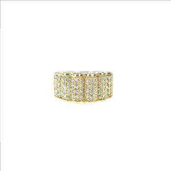 14K 1.50 Ctw Diamond Scalloped Band Yellow Gold Ring, Size 6