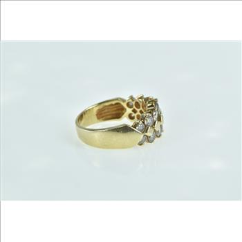 14K 1.50 Ctw Diamond Vintage Statement Band Yellow Gold Ring, Size 7.25