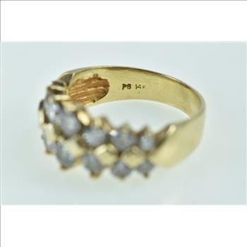 14K 1.50 Ctw Diamond Vintage Statement Band Yellow Gold Ring, Size 7.25