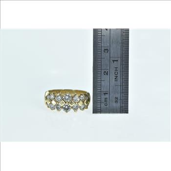 14K 1.50 Ctw Diamond Vintage Statement Band Yellow Gold Ring, Size 7.25