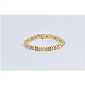 14K 1.50 Ctw Natural Diamond Vintage Tennis Yellow Gold Bracelet 7