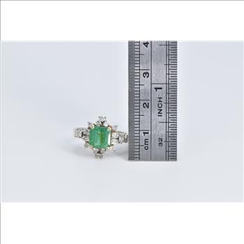 14K 1.50 Ctw Natural Emerald Diamond Engagement Yellow Gold Ring, Size 6.5