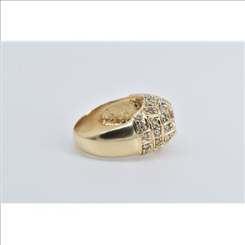 14K 1.50 Ctw Oval Citrine Diamond Encrusted Yellow Gold Ring, Size 8