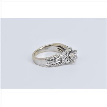 14K 1.50 Ctw Princess Diamond Engagement White Gold Ring, Size 5.75