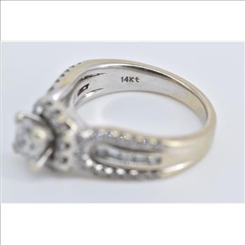 14K 1.50 Ctw Princess Diamond Engagement White Gold Ring, Size 5.75