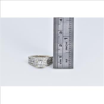 14K 1.50 Ctw Princess Diamond Engagement White Gold Ring, Size 5.75