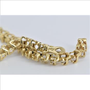 14K 1.50 Ctw Wavy Natural Diamond Classic Tennis Yellow Gold Bracelet 7.25