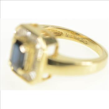 14K 1.52 Ctw Sapphire Diamond Halo Engagement Yellow Gold Ring, Size 4.5