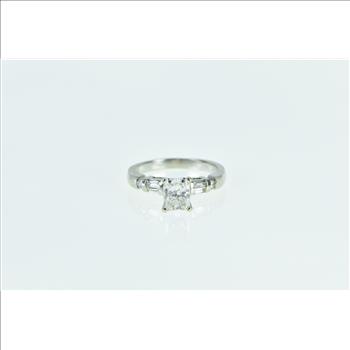 14K 1.53 Ct Radiant Cut Diamond Engagement White Gold Ring, Size 7