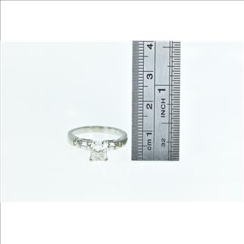 14K 1.53 Ct Radiant Cut Diamond Engagement White Gold Ring, Size 7
