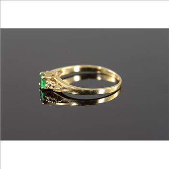 14K 1.5g 0.30 CTW Emerald Diamond Yellow Gold Ring, Size 6.5