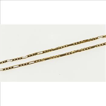14K 1.5mm Fancy Square Box Figaro Link Chain Yellow Gold Necklace 18