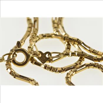 14K 1.5mm Fancy Square Box Figaro Link Chain Yellow Gold Necklace 18
