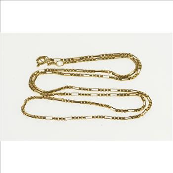 14K 1.5mm Fancy Square Box Figaro Link Chain Yellow Gold Necklace 18