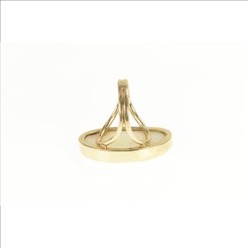 14K 16.00 Ct Natural Opal Bezel Statement Yellow Gold Ring, Size 7