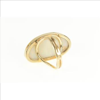 14K 16.00 Ct Natural Opal Bezel Statement Yellow Gold Ring, Size 7