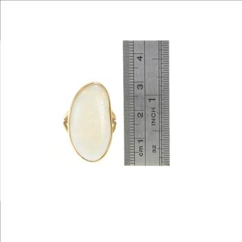 14K 16.00 Ct Natural Opal Bezel Statement Yellow Gold Ring, Size 7