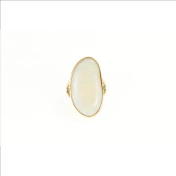 14K 16.00 Ct Natural Opal Bezel Statement Yellow Gold Ring, Size 7