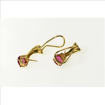 14K 1.62 Ctw Natural Ruby Diamond French Clip Yellow Gold Earrings