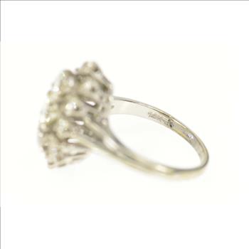 14K 1.66 Ctw Marquise Diamond Cluster Engagement White Gold Ring, Size 6.25