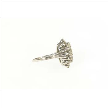 14K 1.66 Ctw Marquise Diamond Cluster Engagement White Gold Ring, Size 6.25