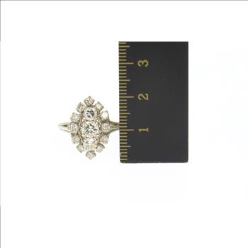 14K 1.66 Ctw Marquise Diamond Cluster Engagement White Gold Ring, Size 6.25