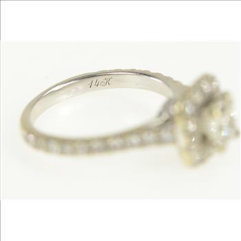14K 1.68 Ctw Princess Diamond Halo Engagement White Gold Ring, Size 7.75