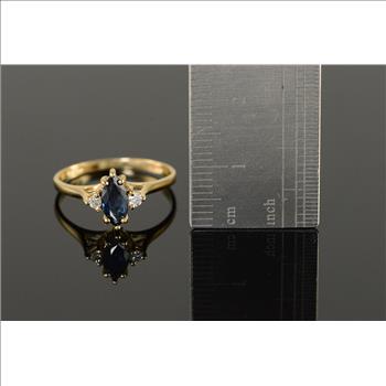 14K 1.6g 0.56 CTW Marquise Sapphire Engagement Yellow Gold Ring, Size 6.5