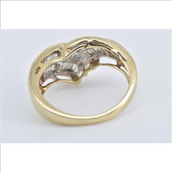 14K 1.70 Ctw Baguette Diamond Chevron Fashion Yellow Gold Ring, Size 5