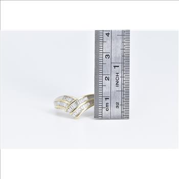 14K 1.70 Ctw Baguette Diamond Chevron Fashion Yellow Gold Ring, Size 5