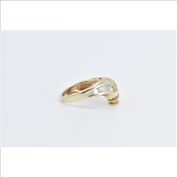 14K 1.70 Ctw Baguette Diamond Chevron Fashion Yellow Gold Ring, Size 5
