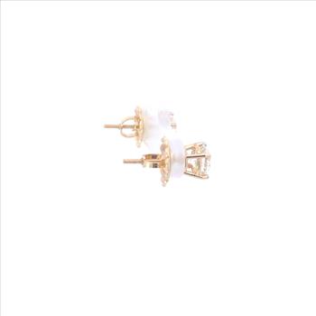14K 1.70 Ctw Diamond Solitaire Screw Back Stud Yellow Gold Earrings