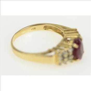 14K 1.70 Ctw LeVian Ruby Diamond Engagement Yellow Gold Ring, Size 7