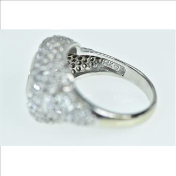 14K 1.75 Ctw Aquamarine Pave Diamond Statement White Gold Ring, Size 7